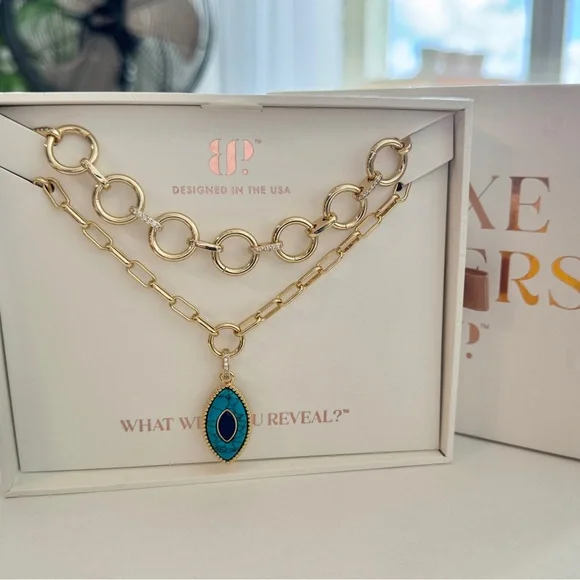 You are “Bedorable” • Bomb Party Luxe Layers 2026 Necklace Evil Eye Turquoise - Picture 1 of 2